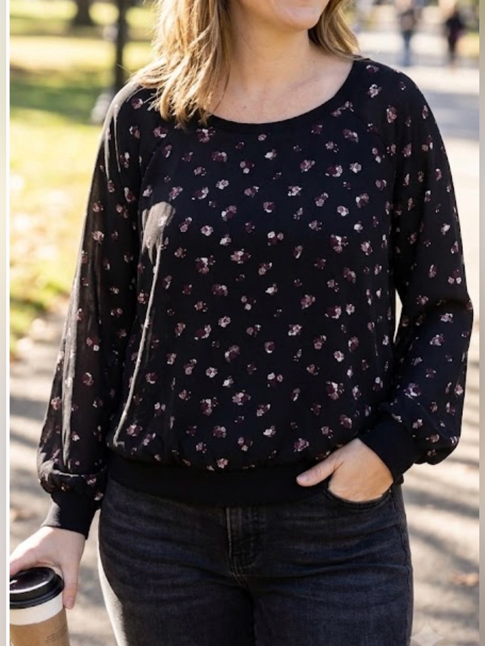 Torrid Womens Black Floral Long Sleeve Tunic Top Plus Size 12 Careerwear